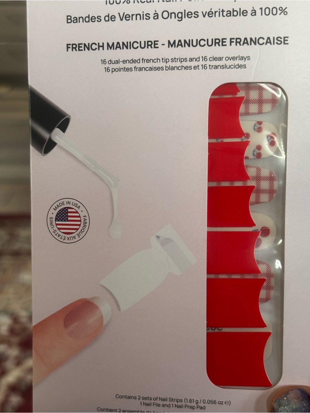 Color Street Cherry Baby French Manicure  – Red French Tips & Cherry Accent